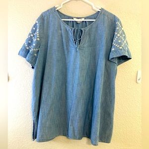 Old Navy Denim Blue Short Sleeve Tunic Shirt